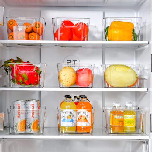 AntStep 12 Pack Clear Plastic Storage Bins, Pantry Organizers and Storage, Clear Pantry Organizer Bins, Plastic Containers...