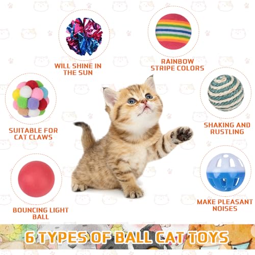 Shappy 150 Pcs Cat Toys for Indoor Cats Bulk, Kitten Toys Pack, Variety Interactive Gift Including Mice Rainbow Balls Spri...