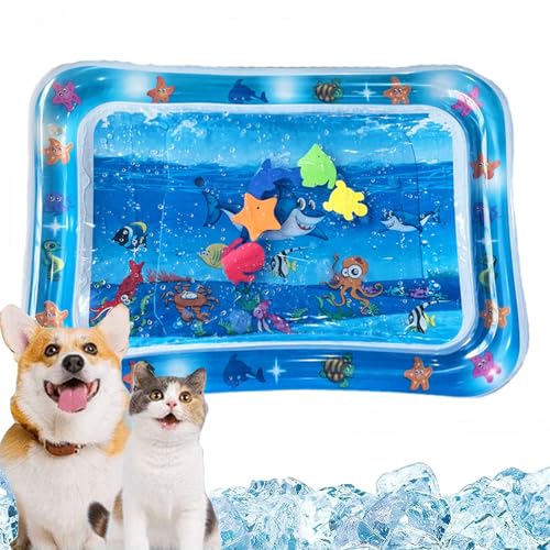 ZHAKKE Thickened Cat Water Bed Sensory Playmat 27.16 x 19.68 in Square Sensor Cat Cooling Mat for Pets Playing Sleeping Al...