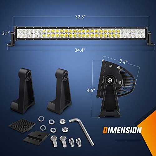 Nilight LED Light Bar 32 Inch 180W 12600LM Spot Flood Combo Driving Lamp Roof Bumper Off Road Work Pods for Van Camper Wag...