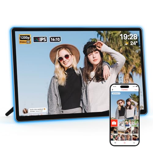 ApoloSign Neon Light Digital Picture Frame - 14" 2K FHD Display | AI Color-Changing LED Strip Digital Photo Frame | Quick ...