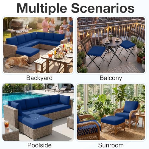 hyha Waterproof Outdoor Cushion Covers for Patio Furniture, Stretch Patio Chair Cushion Slipcovers, Coated UV Resistant Re...