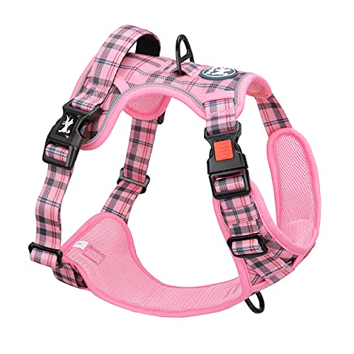 PoyPet No Pull Dog Harness, Reflective Adjustable No Choke Pet Vest with Front & Back 2 Leash Attachments, Soft Control Tr...