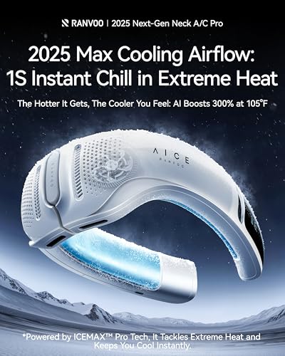 RANVOO AICE LITE Plus 2025 Max Cooling Airflow [No.1 Coolest & Most Durable] Neck Air Conditioner, Ultimate Immersive Pers...