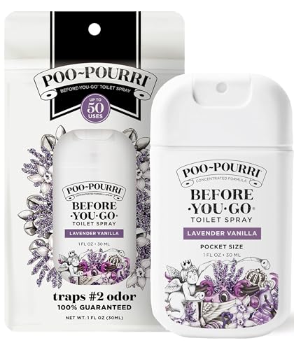 Poo-Pourri Before-You-Go Pocket Toilet Spray, Travel Essentials, Lavender Vanilla, 1 Fl Oz, Up to 50 Uses, On-The-Go Bathr...