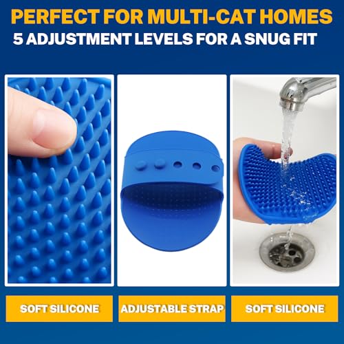 5PCS Pet Cat Grooming Brush, Adjustable Silicone Grooming Brush, Cat Self-service Scratcher, Silicone Grooming Belt Pad, S...