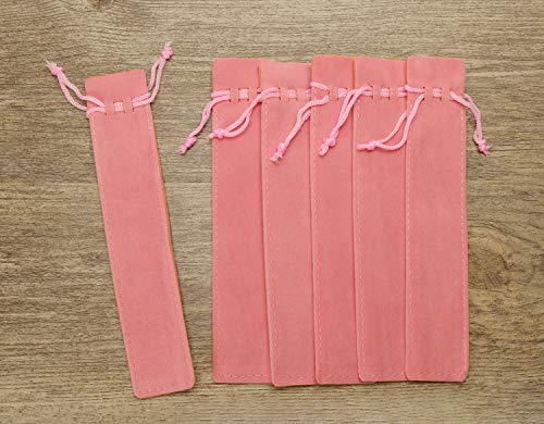 Tupalizy 6.9x1.4 Inch Velvet Drawstring Pen Pouch Bag Single Suede Pen Sleeve Holder Small Case Pencil Pouch for Protectin...