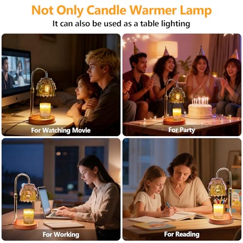 Candle Warmer Lamp with Timer and Dimmer 4-Level Dimmable Flower Light Heat Lamp for Jar Candles Adjustable Height Modern ...