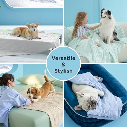 Bedsure Premium Cooling Blanket for Large Dog - Q-MAX>0.5, Breathable Summer Washable Cold Pet Mat, Soft Durable Self Cool...
