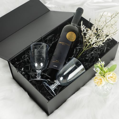 LFBOX Black Gift Box with Magnetic Lids 13.8x8.3x4.4 in, Large Bridesmaid Groomsman Proposal Boxes, Rectangle Storage Box ...
