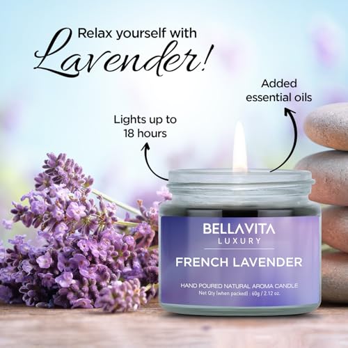 Bella Vita Organic Fall Decor Candles Set of 4 | Best Gift for Valentine's Day | Turkish Vanilla, French Lavender, Indian ...