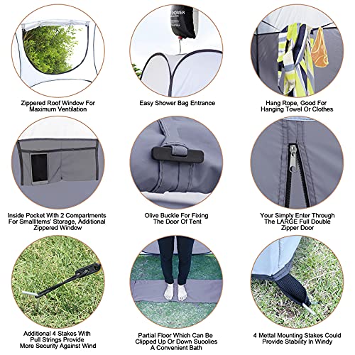 Leader Accessories Pop Up Shower Tent Dressing Changing Room Privacy Portable Camping Shelters 4' x 4' x 78" H Extra-Large...
