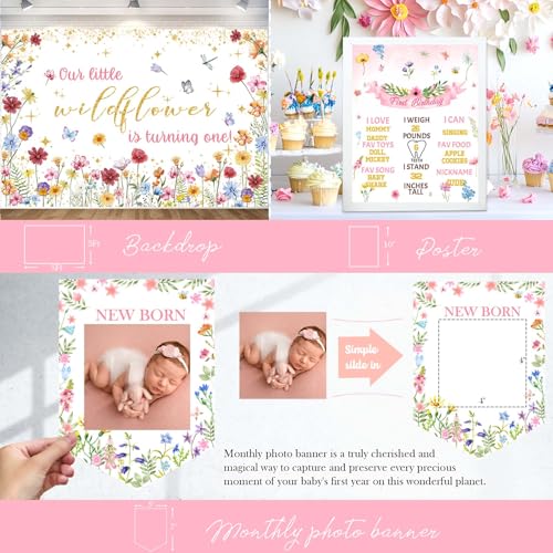 Party Inspo Wildflower First Birthday Decorations Girl, 1st Birthday Decorations Girl, Wild One Floral First Birthday Deco...