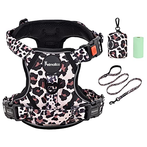Petmolico No Pull Dog Harness Set with Leash Attachment Easy Control Handle Reflective Harness Vest Small Breed, Puppy Ves...