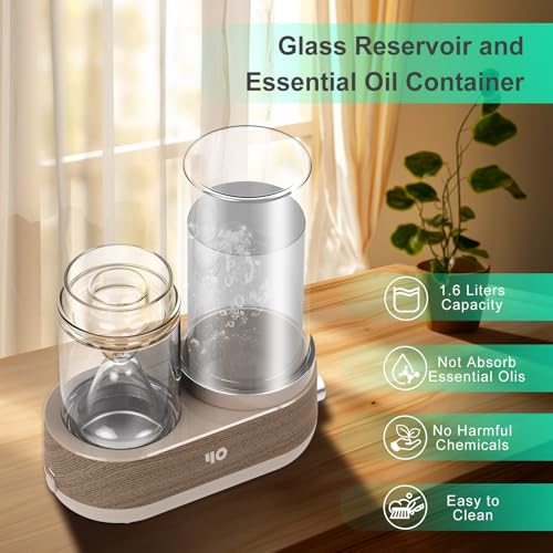 Y&O Glass Essential Oil Diffuser, 1600ml Steam Aromatherapy Diffuser with Glass Reservoir Auto-Off, Natural Fragrance Oil ...