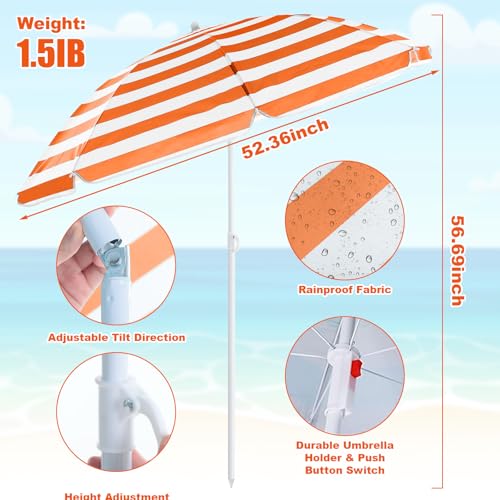 Huwena 2 Pack Beach Chairs with Umbrella for Adults, Low Folding Chair Set, Adjustable Detachable Umbrella, Lightweight Po...