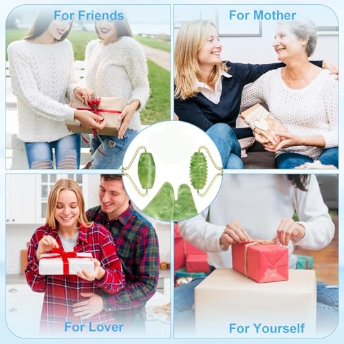 XIFEILOL Jade Roller and Gua Sha Set 2,Gua Sha Facial Tools,Face Roller,Jade Roller for Face,Guasha Tools for Face,Self Ca...