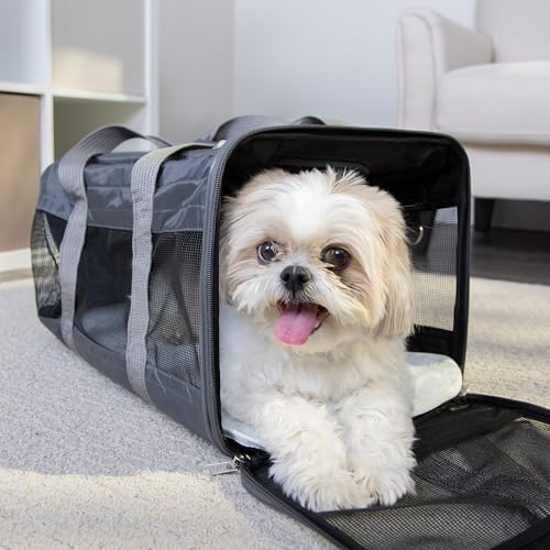 Sherpa Pet Carrier Airline Approved with Spring Wire Frame - Cat Carrier and Dog Carriers for Airline Travel and Vet Visit...