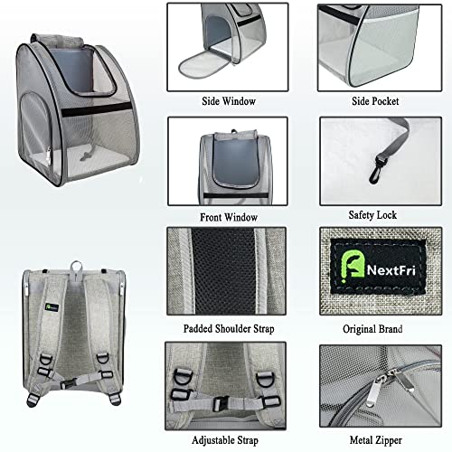 NextFri Pet Carrier Backpack, Ventilated and Breathable for Cats Dogs, Collapsible Designed for Travel, Hiking & Outdoor U...