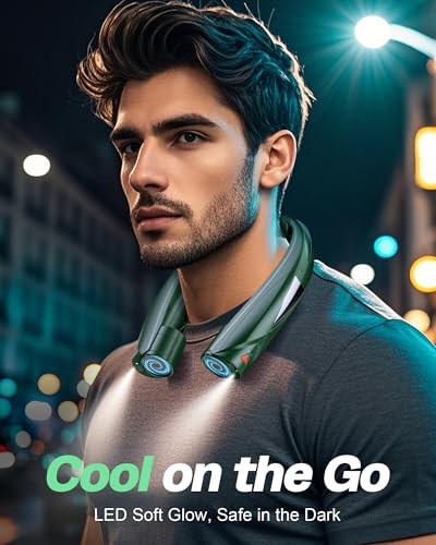 Laimiod Portable Neck Fan - with LED Book Light, 6-20 Hrs Long Battery, 6-Speed Adjustable, USB-C Rechargeable, Ultra Quie...