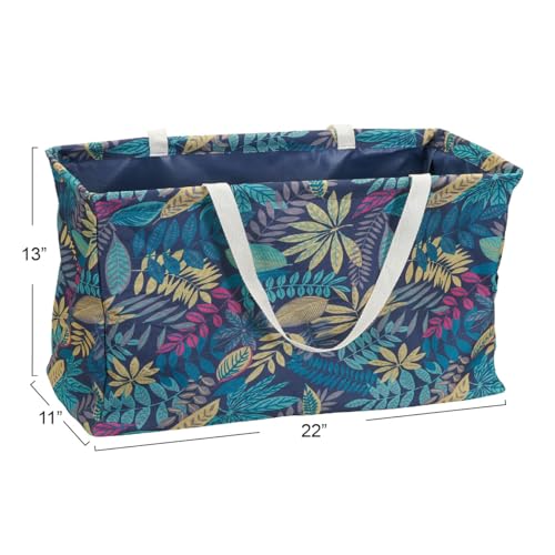 Household Essentials Large Canvas Utility Tote Bag with Handles | Collapsible Storage Basket for Laundry, Groceries, Colle...