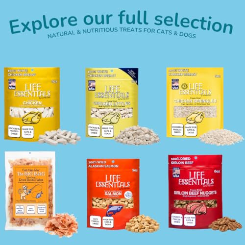 Life Essentials by Cat-Man-Doo | Salmon - 5oz. Bag | Freeze Dried Salmon Cat & Dog Treats | Healthy, Single Ingredient, Tr...
