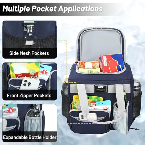 MIER Large Lunch Box for Men Women Adult Insulated Soft Sided Cooler 24 Can Leakproof Lunch Bag Collapsible for Work Trave...
