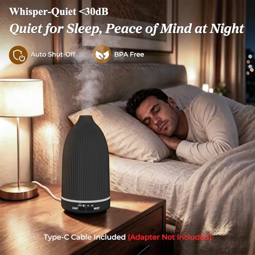 URPOWER 100ML Essential Oil Diffuser Ultrasonic Cool Mist Humidifier with 7 LED Lights, Timer & Auto-Off Quiet Aromatherap...