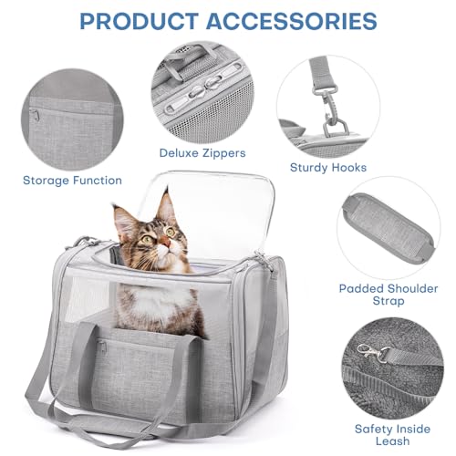 JUNGYOUN Premium Cat Carrier - Pet Carrier for Cat & Small Dogs up to 15lbs - Airline Approved Travel Dog Carrier with ...