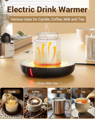 HouseGem Large Candle Warmer Plate - Coffee Cup Mug Warmer for Desk, Candle Melter, Electric Mug Heater for Beverages, Mil...