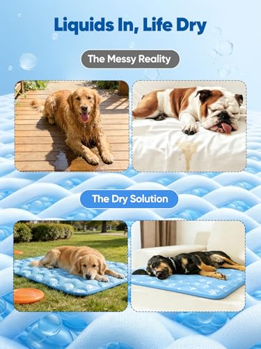 Rywell Super-Absorbent Cooling Mat for Dogs 44"x32" Arc-Chill 3.0 & Color-Changing Dog Cooling Mat, Stay Cool & Dry, Washa...