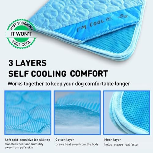 INSPECTOR TAIL Self Cooling Mat for Dog + Free String Bag/Washable & Portable Pet Soft Pad for Indoor or Outdoor/Perfect a...