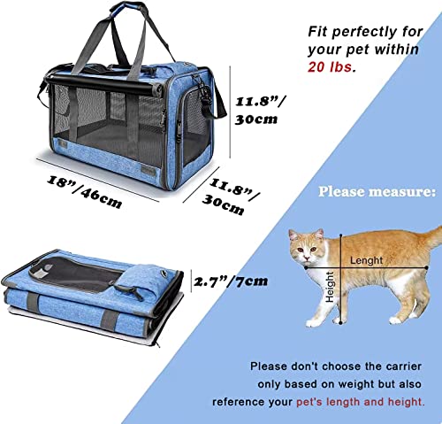 GAPZER Pet Carrier for Large and Medium Cats, Soft-Sided Pet Carrier for Big Medium Cats and Puppy, Dog Carriers Cat Carri...