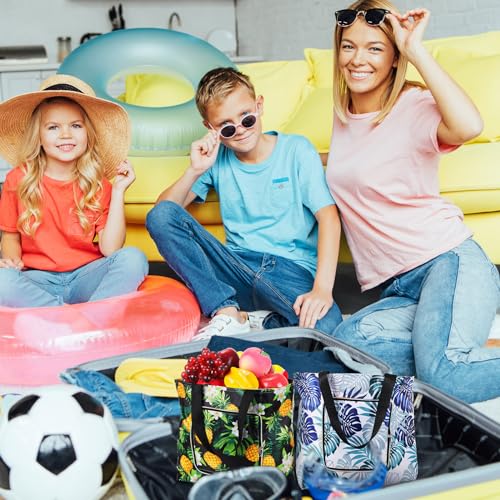 Cunno 8-pack Summer Beach Tote Bags, Waterproof Sandproof Reusable Shopping & Groceries Bags with Zipper Foldable Pocket-s...