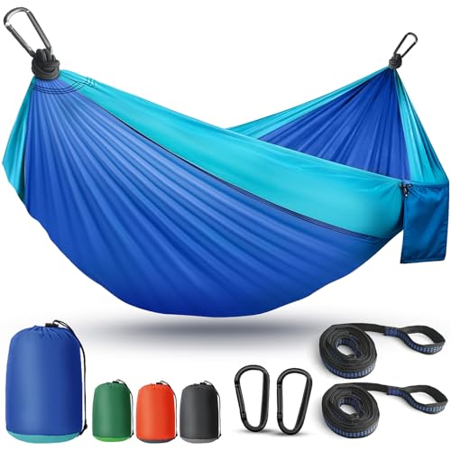 Camping Hammock Lightweight, Portable Hammocks Parachute Hammock with Two Tree Straps, Single or Double Travel Swing Nylon...