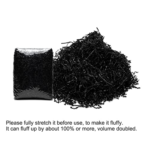 Mefleet 1/2 LB Crinkle Cut Paper Shred Filler 8 oz Black Crinkle Shredded Paper for Gift Box - Gift Basket Bag Filler - Gr...