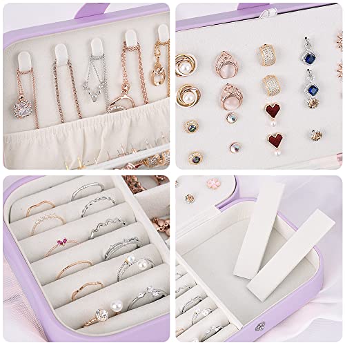 jiemei Jewelry Box, Travel Jewelry Organizer Cases with Doubel Layer for Women’s Necklace Earrings Rings and Travel Access...