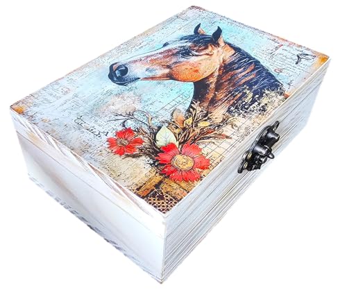 RK Collections Horse Jewelry Trinket Keepsake Box. Animal Home Decor, Gifts for Horse Lovers Case/Holder. (6.5" Horse)