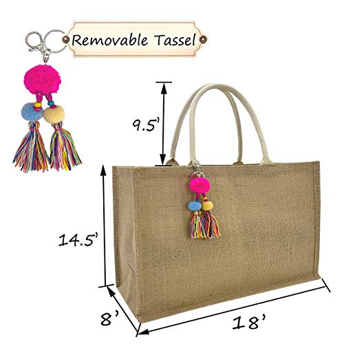 Hibala Woven Large Beach Bag Straw Beach Tote Handmade Weaving Shoulder Tassel Bag Handbag