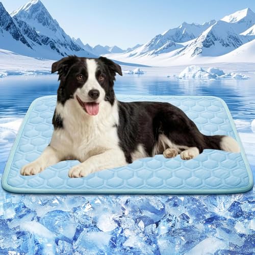 SISROL Dog Cooling Mat, Q-MAX>0.5 Chill Cool Fiber, Thicken Non-Slip Washable Pet Cooling Pad, Non-Toxic Portable Indoor &...