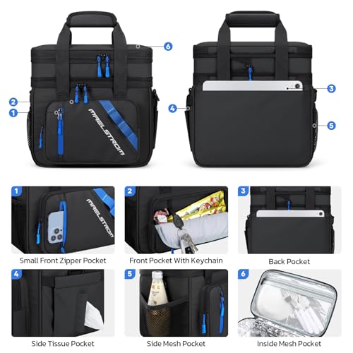 Maelstrom Lunch Box, 20L Insulated Lunch Bag for Men Women, Expandable Double Deck Leakproof Cooler Bag with 6 Pockets, Re...