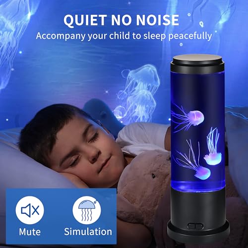 EDIER Jellyfish Lamp, 11 Inch Jellyfish Aquarium with Color Changing Light, Noiseless Pump, USB Powered Mood Light for Hom...