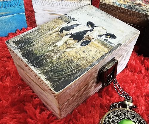 RK Collections Black and White Cow Trinket Box Small Jewelry Keepsake Box | Storage Box for Girls Women | Gift Idea, Anima...