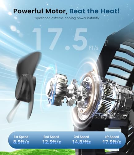 Camping Fan Rechargeable, 60H Long-Lasting Battery Powered Fan - 4 Speeds, 3 Light, Timer, Sleep Mode, Hook, Portable Fans...
