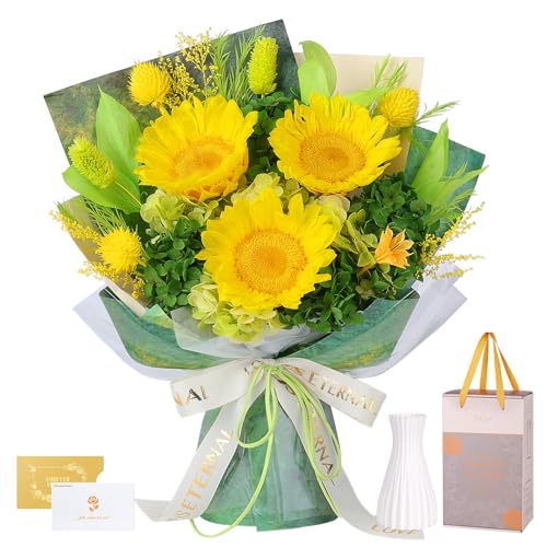 Preserved Sunflower Bouquet - Forever Flowers for Delivery, Long-Lasting Flower with Gift Box, Eternal flowers Bouquet, Mo...