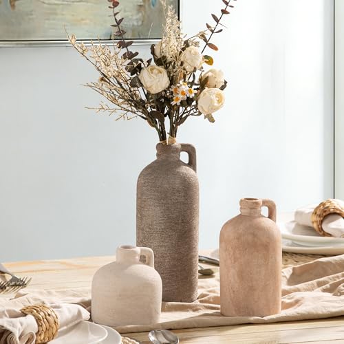 Ceramic Vase Home Table Decor - Flower Vase Set of 3 Living Room Kitchen Decorations Farmhouse Modern Rustic Vases Decorat...