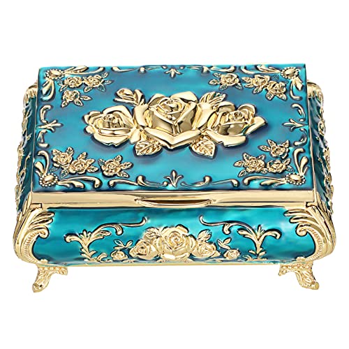 Hipiwe Vintage Metal Jewelry Box Small Treasure Chest Case Trinket Organizer Earrings Necklace Bracelet Storage Box Ring B...