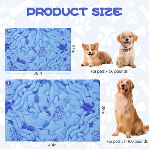 PAWCHIE Summer Dog Cooling Mat, Reversible Self-Cooling Mat for Large Dogs, Washable Pet Ice Cool Pad Blanket, Pet Sleepin...