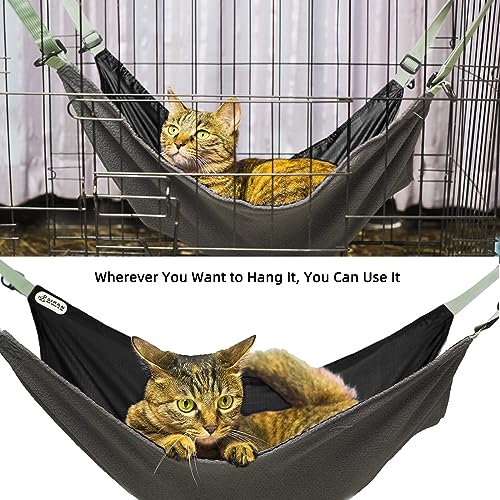 QIPAN Cat Hammock for Cage - Washable Soft Outdoor Mat, Waterproof Cooling Pad for Cats (Large, Black)