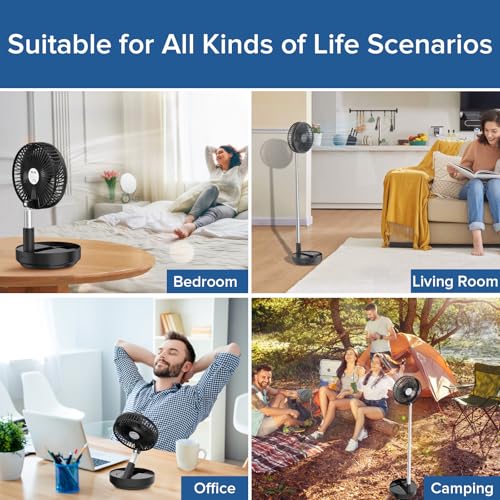 Belife X8 Portable Fan, 7200mAh Battery Powered Rechargeable, Oscillating USB Desk Floor Fan with Remote, Foldable Telesco...
